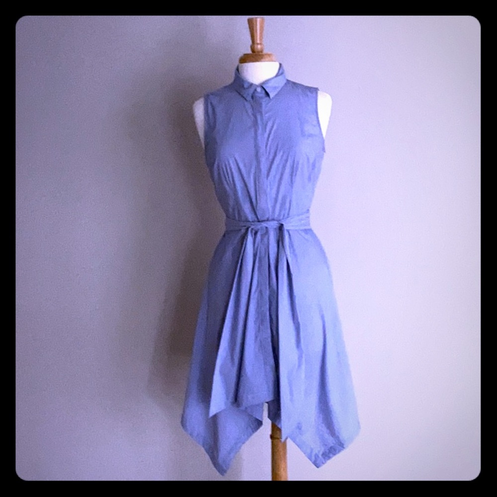 Who What Wear Asymmetrical Pin-Stripe Dress